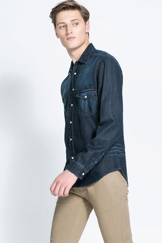 Denim Trousers with faux leather details